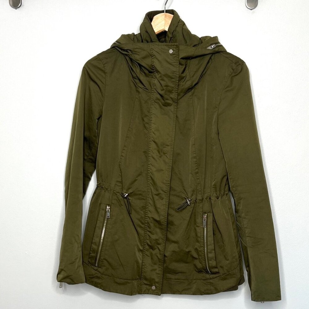 Zara Basic Olive Green Utility Jacket Packable Ho… - image 3